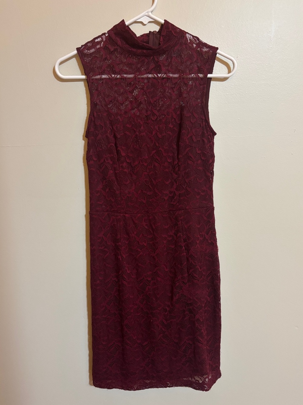 Sleeveless Lace Mini Dress in Burgundy by Candalite